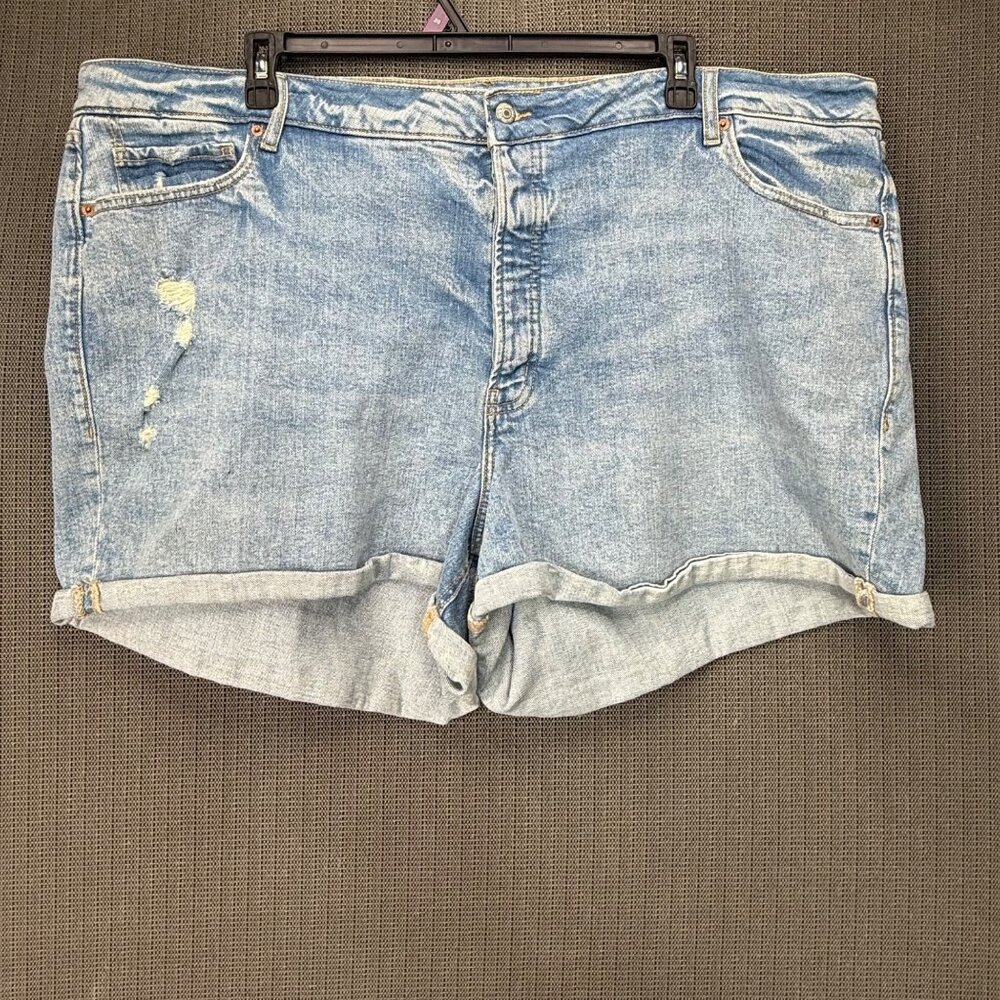 Old Navy Womens Plus Size 28 Blue OG Straight High-Rise Buttonfly Denim Shorts